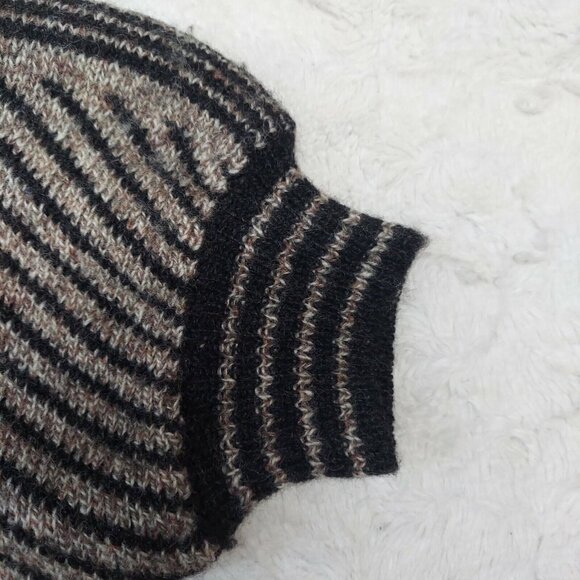 Womens Cardigan Sweater Shetland Wool Balloon Sleeve Medium Gray Mixed Print - Picture 6 of 9